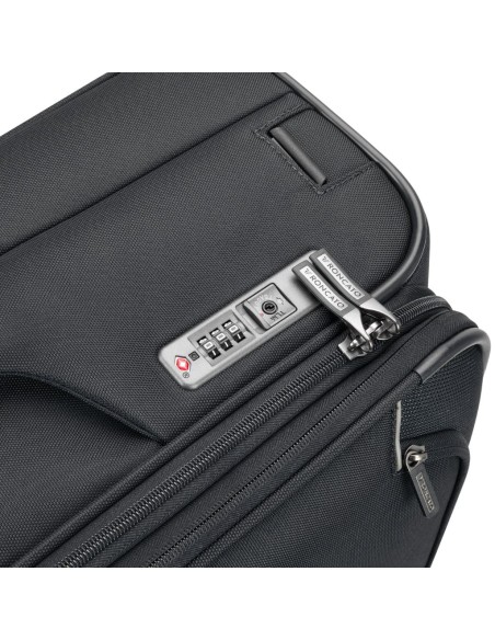 Mala de cabine Roncato GATEWAY 55 cm preto vista com trancar
